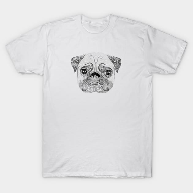 Swirly Pug T-Shirt by VectorInk